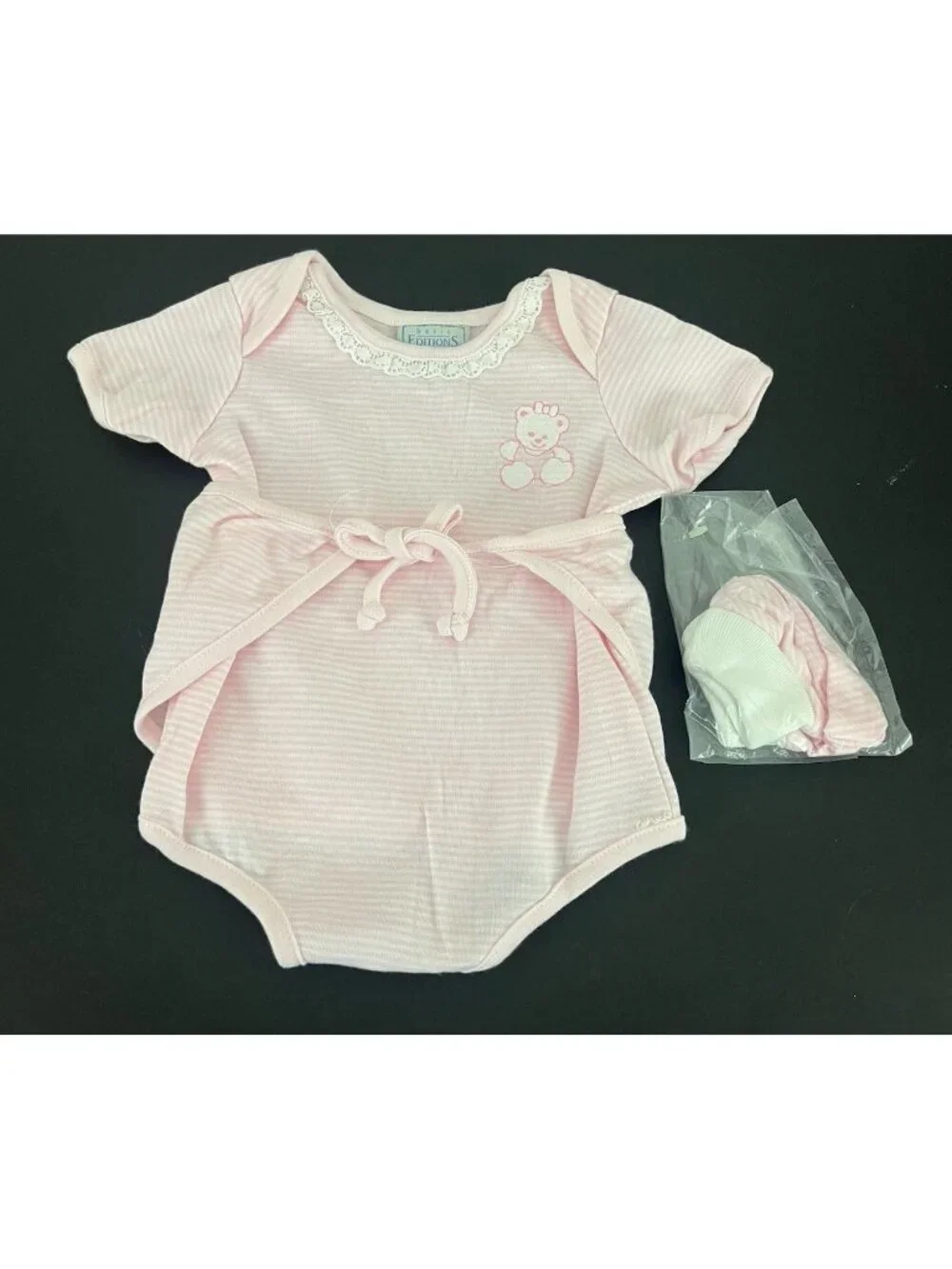 Vintage Basic Editions Baby Girl 3-6 months Pink Stripe Romper One Piece NWT